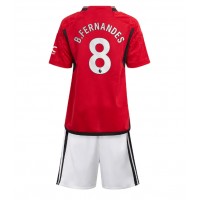 Fotbalové Dres Manchester United Bruno Fernandes #8 Dětské Domácí 2023-24 Krátký Rukáv (+ trenýrky)